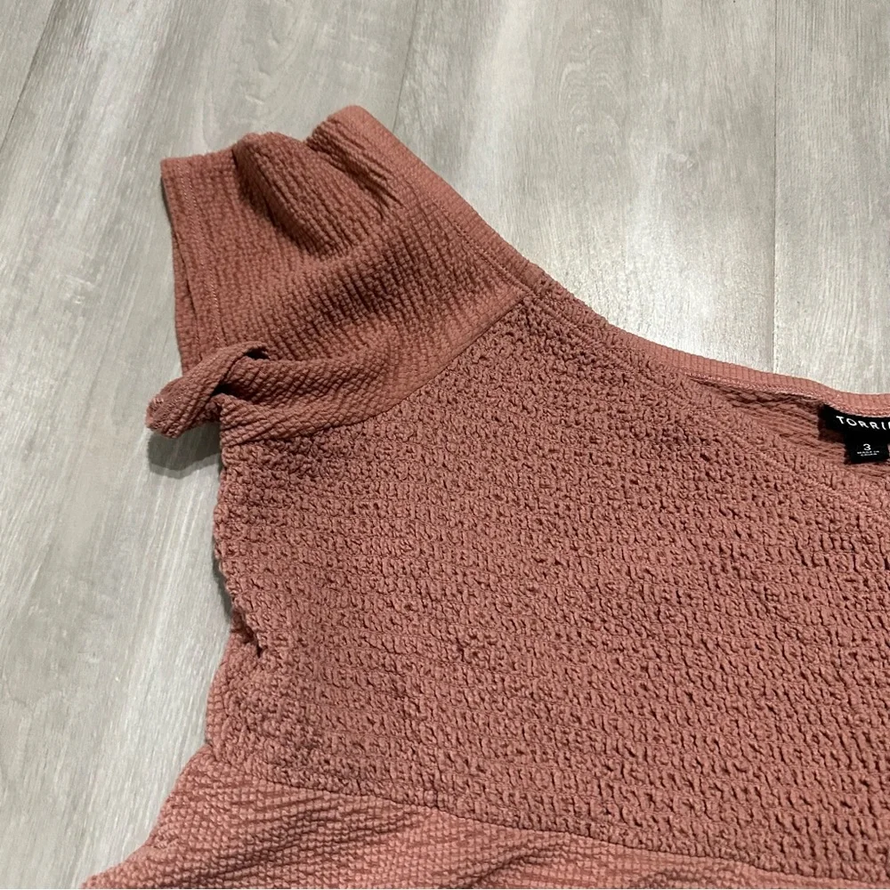 Torrid Dusty Pink Smocked Knit V Neck Top Sz 3X - Picture 4 of 8